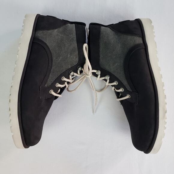 Ugg gray denim leather hi top laceup boots women's size 10 NWOT. - Picture 2 of 8